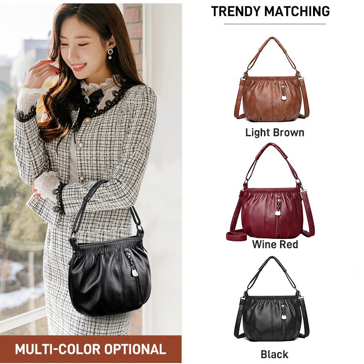 Wrinkled Design Soft Leather Bag 👜✨