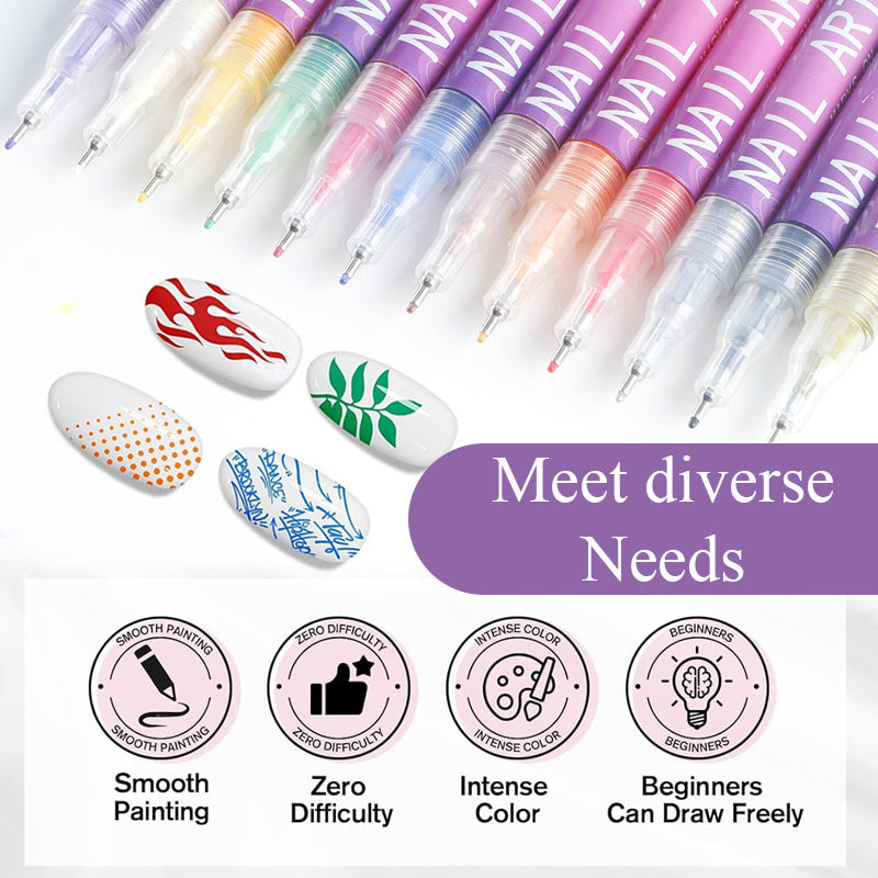 Professional nail art pen set with 12 colour