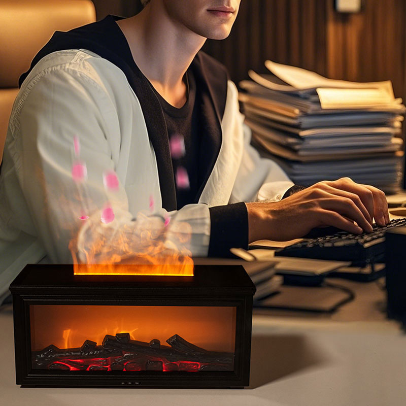 3D simulated flame fireplace humidifier