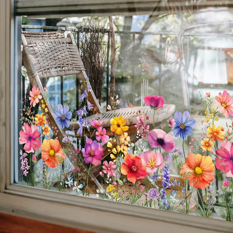 💐Colourful Flower Bouquet Window Sticker🖼️(Cut to Desired Size)