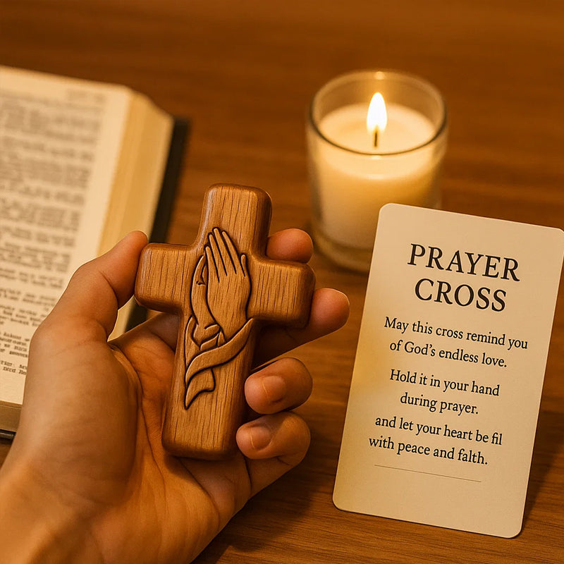 💕✝️Wooden Prayer Cross Pocket Card💯🪵Hand-carved 3D Gift for Your Loved Ones!