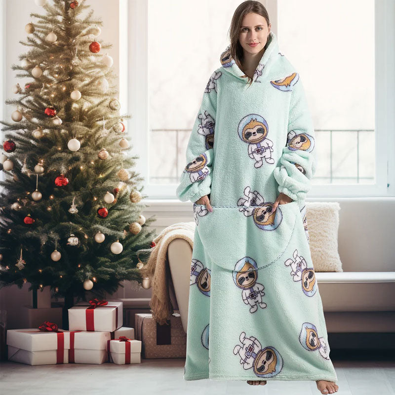 🧸 Thickened bathrobe with hood and blanke