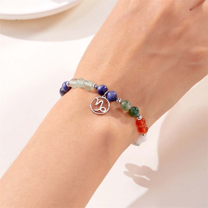 Twelve zodiac sign stone bracelet