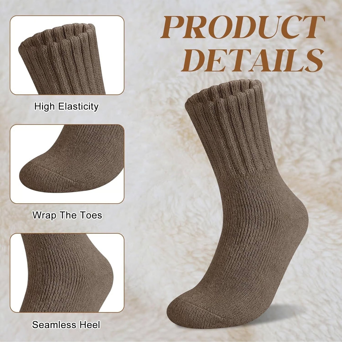 🧦5 pairs of women's wool socks - warm, medium-high socks