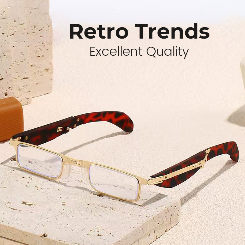 Premium Foldable Metal Reading Glasses with Zipper Case