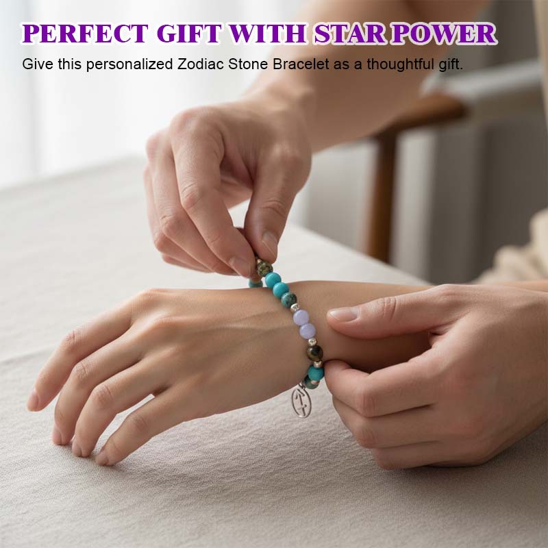 Twelve zodiac sign stone bracelet