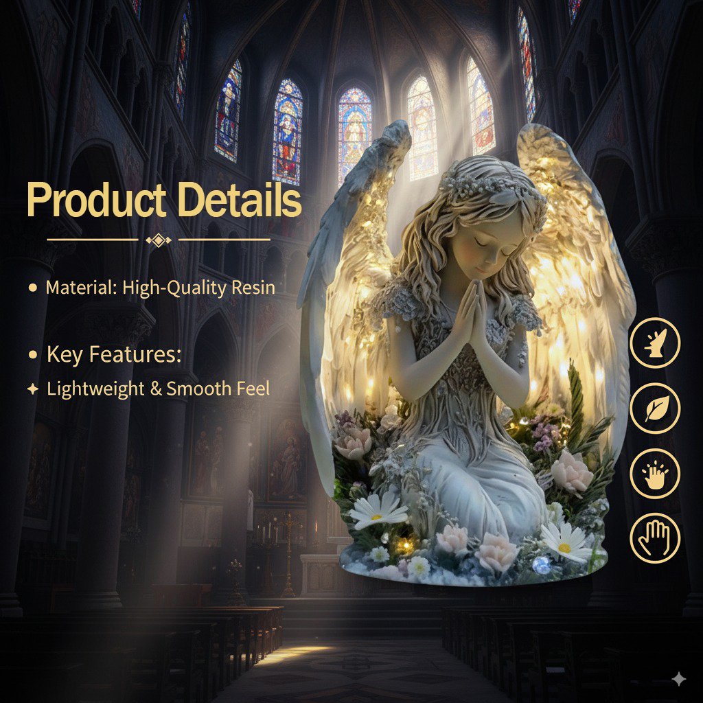 ❤️ Guardian Angel Statue With Light