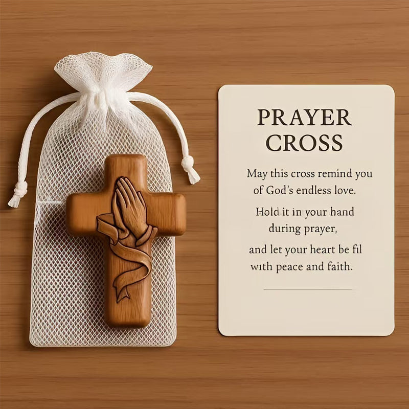 💕✝️Wooden Prayer Cross Pocket Card💯🪵Hand-carved 3D Gift for Your Loved Ones!