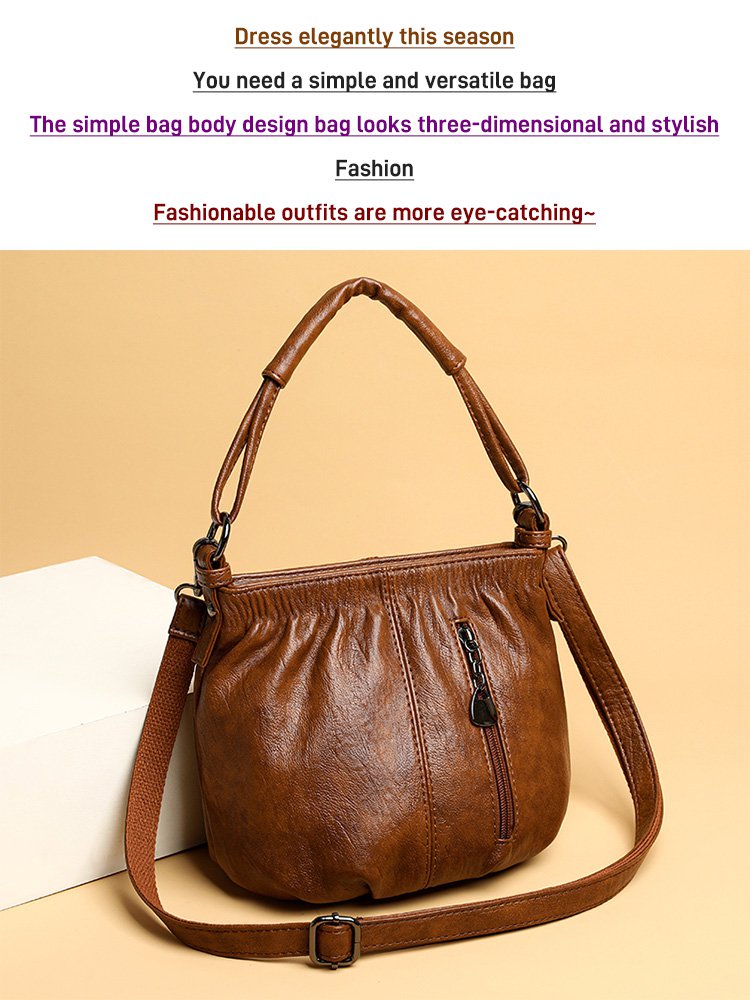 Wrinkled Design Soft Leather Bag 👜✨