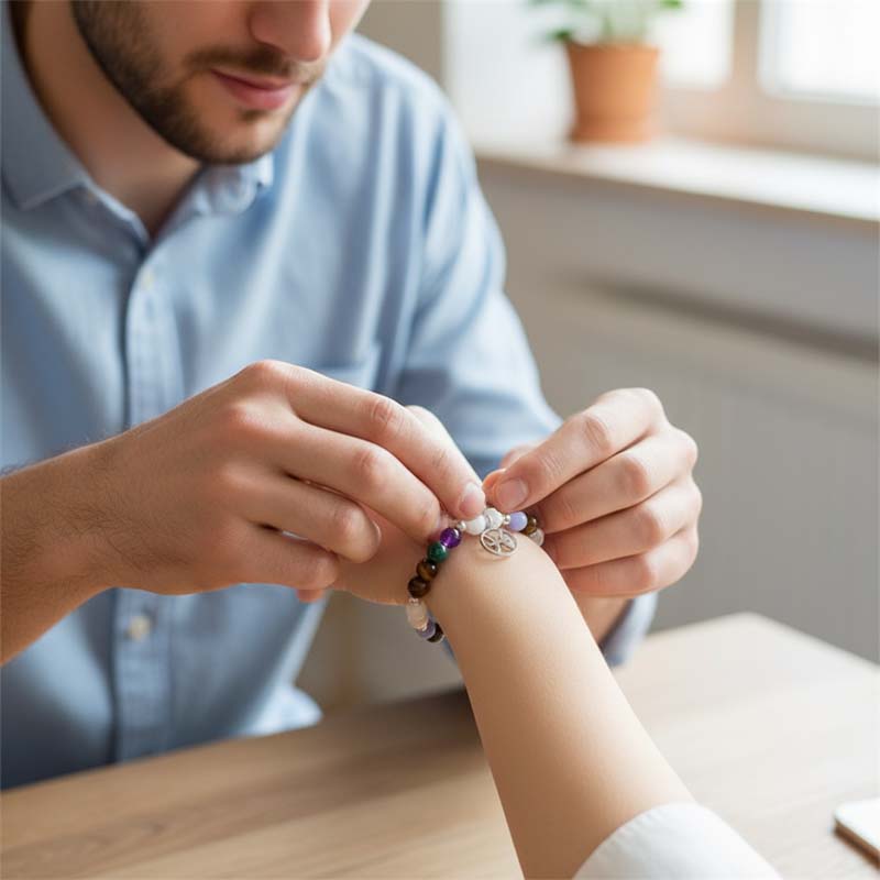 Twelve zodiac sign stone bracelet