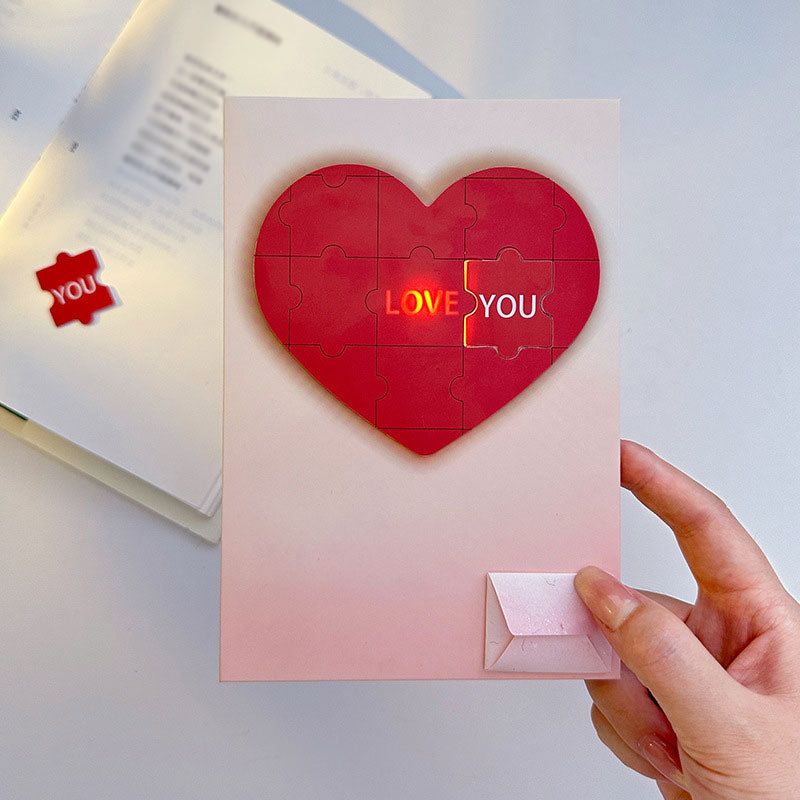 💖 Heart Puzzle Light & Voice Greeting Card 💖