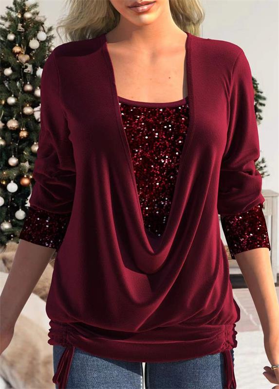 ⏰ Women's long-sleeved shirt with sequins
