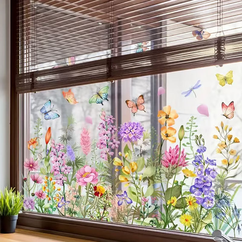 💐Colourful Flower Bouquet Window Sticker🖼️(Cut to Desired Size)