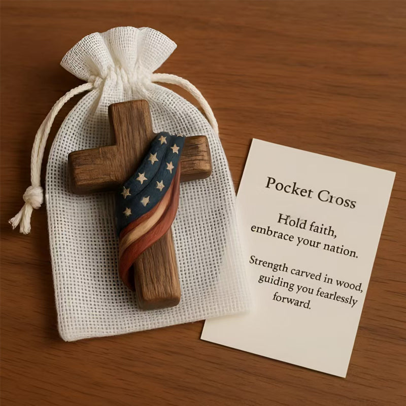 💕✝️Wooden Prayer Cross Pocket Card💯🪵Hand-carved 3D Gift for Your Loved Ones!