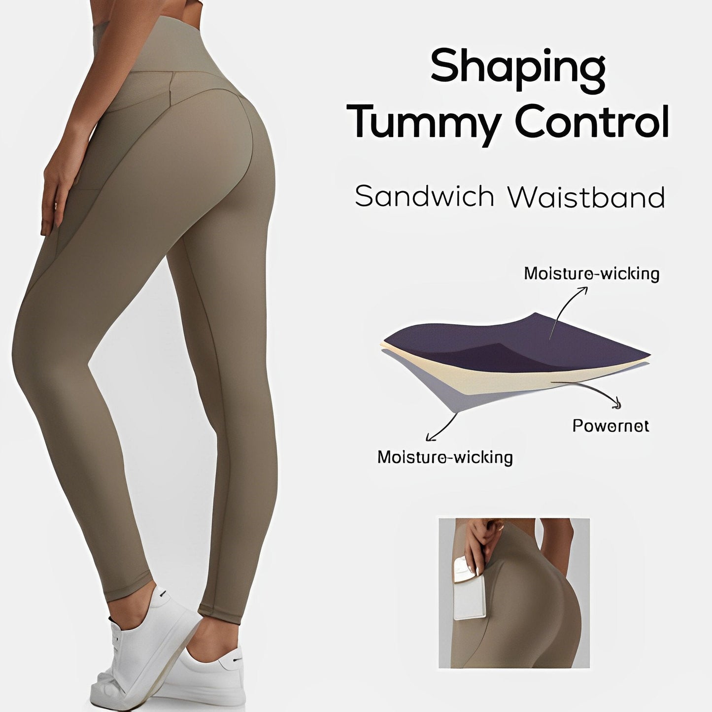 🔥High-waisted tummy-control and body-shaping workout legging