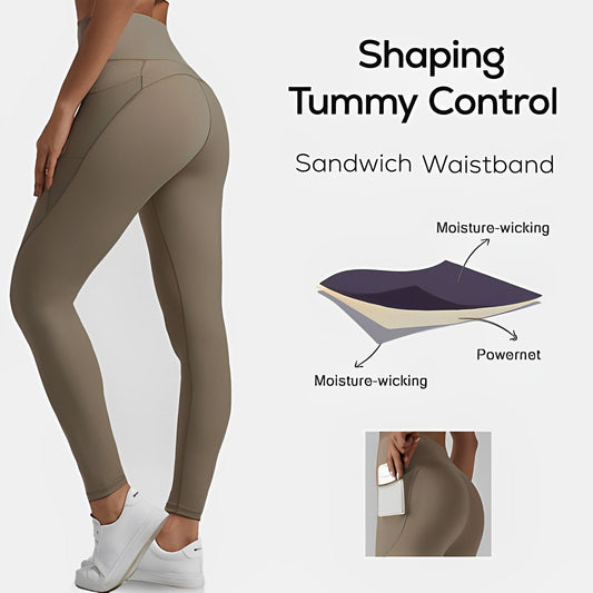 🔥High-waisted tummy-control and body-shaping workout legging