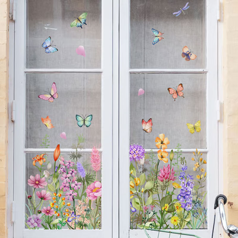 💐Colourful Flower Bouquet Window Sticker🖼️(Cut to Desired Size)