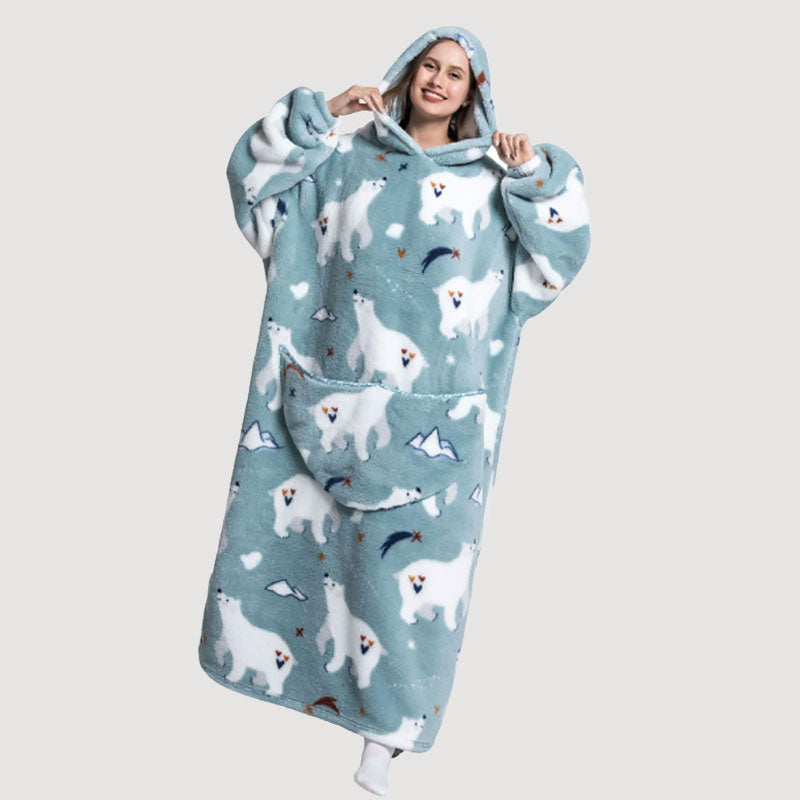 🧸 Thickened bathrobe with hood and blanke