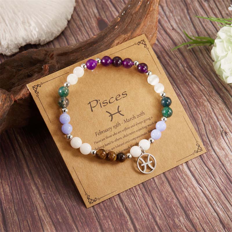Twelve zodiac sign stone bracelet