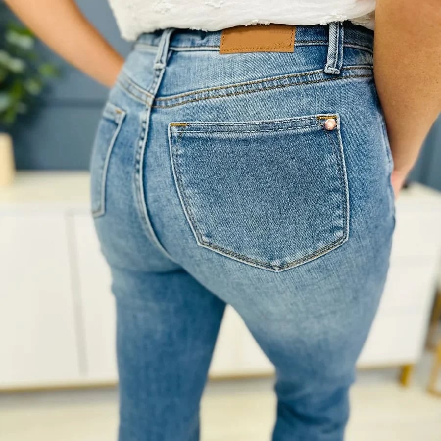 High-waisted trumpet jeans