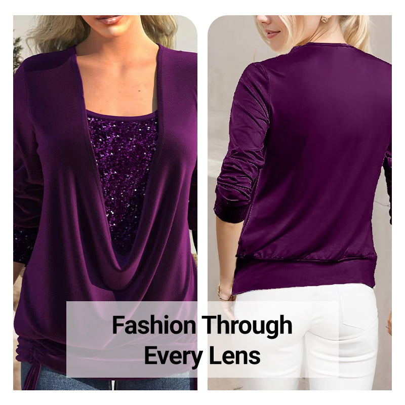 ⏰ Women's long-sleeved shirt with sequins