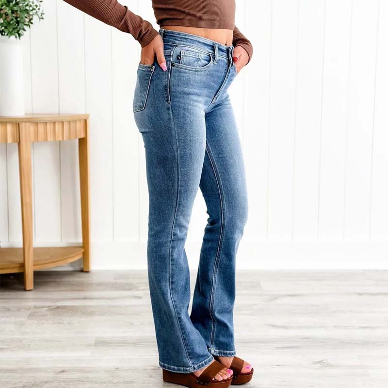 High-waisted trumpet jeans