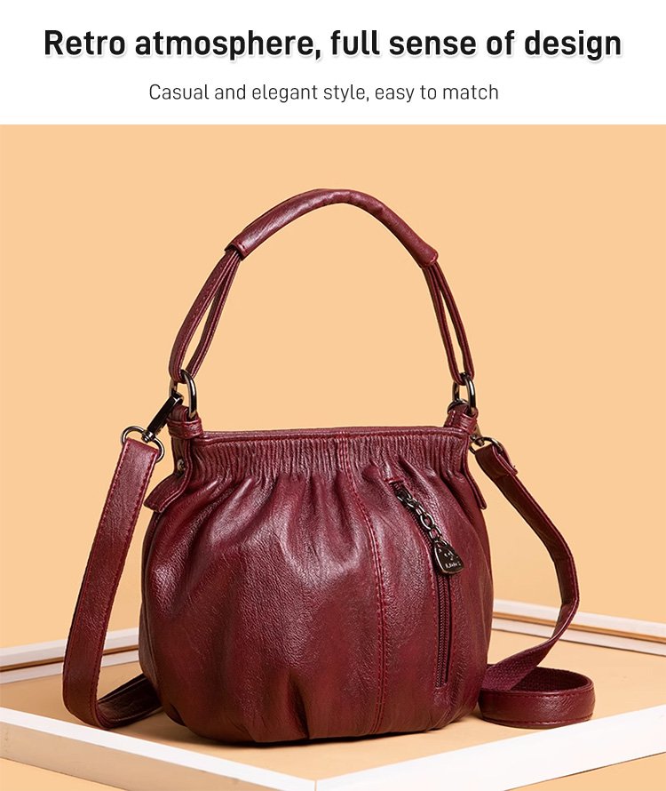 Wrinkled Design Soft Leather Bag 👜✨