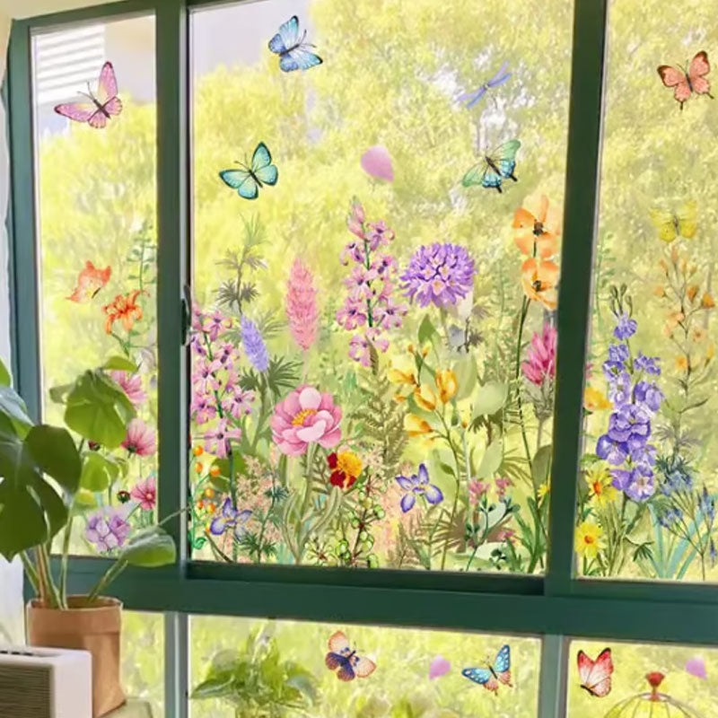 💐Colourful Flower Bouquet Window Sticker🖼️(Cut to Desired Size)