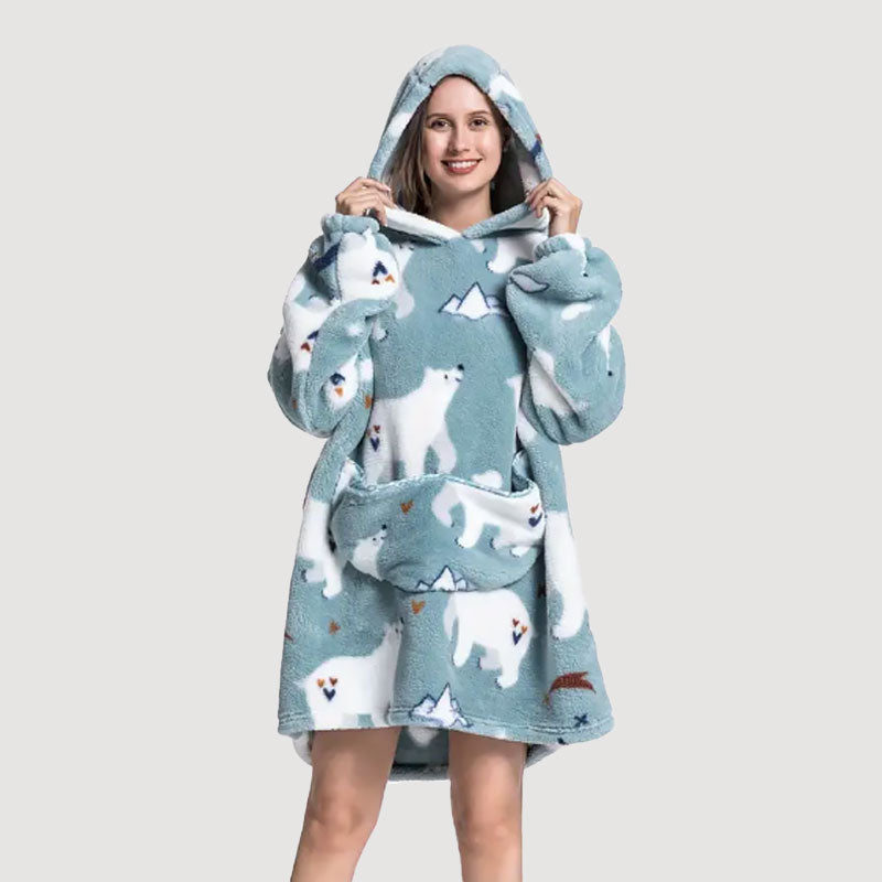🧸 Thickened bathrobe with hood and blanke