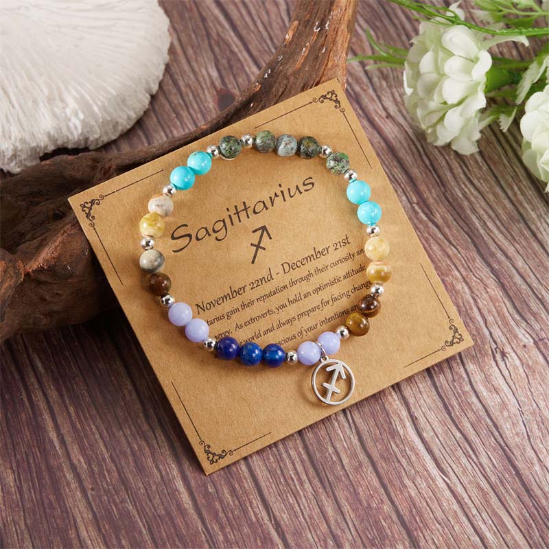 Twelve zodiac sign stone bracelet