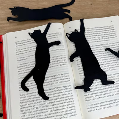 😹5 metal bookmarks in the shape of cat