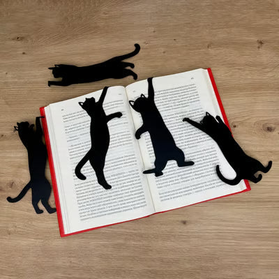 😹5 metal bookmarks in the shape of cat