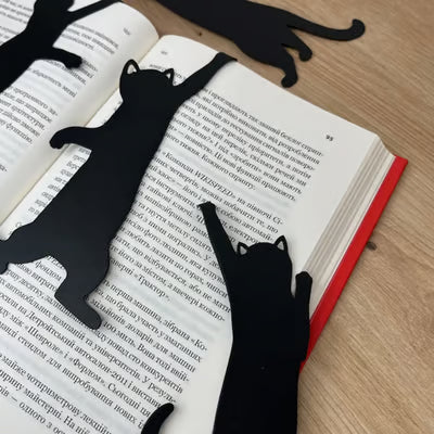 😹5 metal bookmarks in the shape of cat