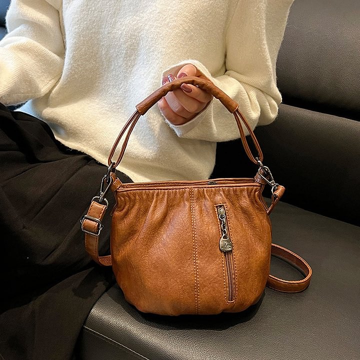 Wrinkled Design Soft Leather Bag 👜✨