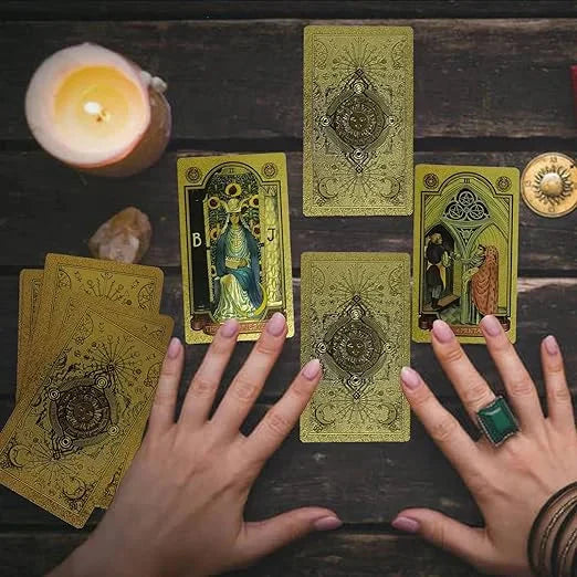 Luxurious golden tarot card deck