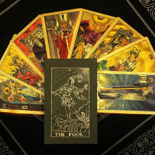 Luxurious golden tarot card deck