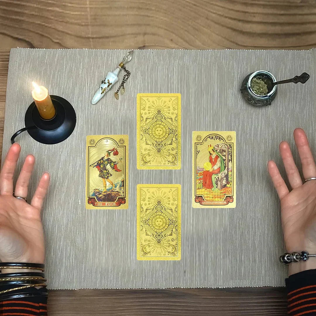 Luxurious golden tarot card deck