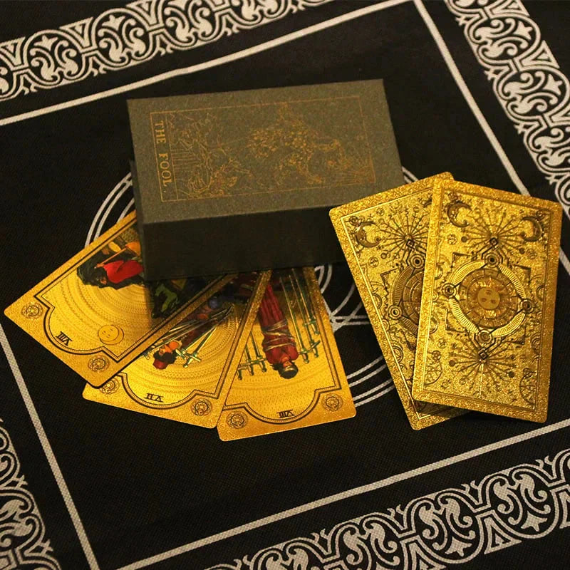 Luxurious golden tarot card deck