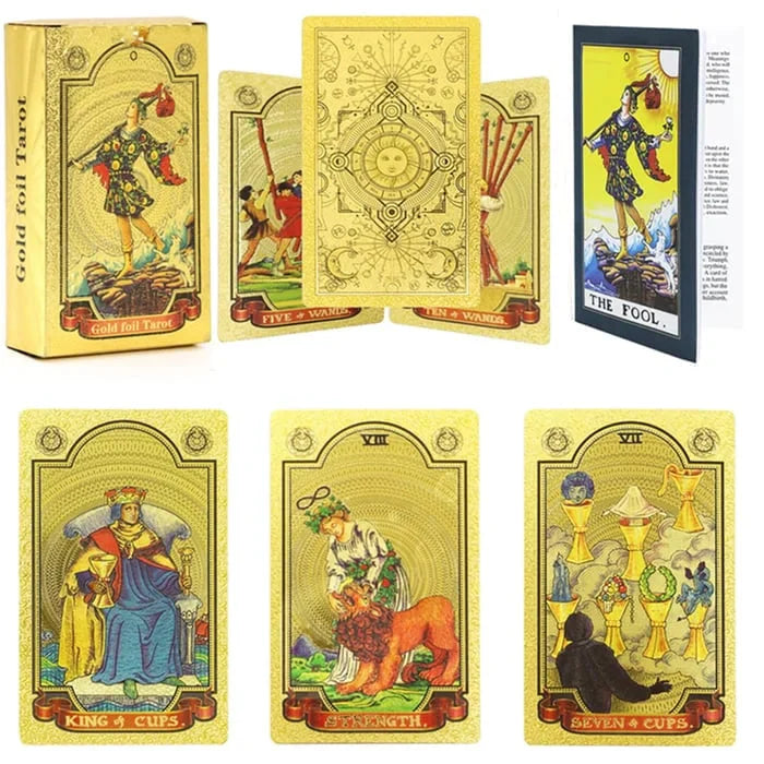 Luxurious golden tarot card deck