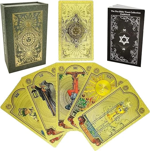 Luxurious golden tarot card deck
