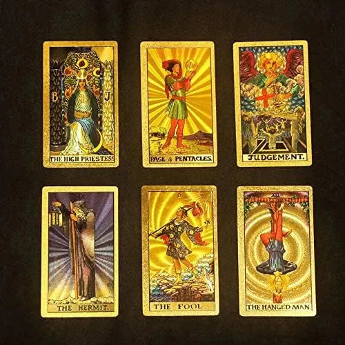 Luxurious golden tarot card deck
