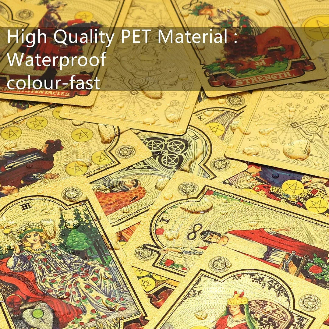 Luxurious golden tarot card deck