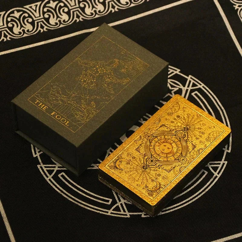 Luxurious golden tarot card deck