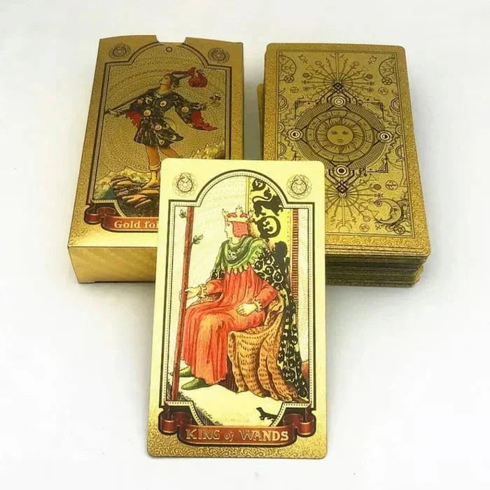 Luxurious golden tarot card deck
