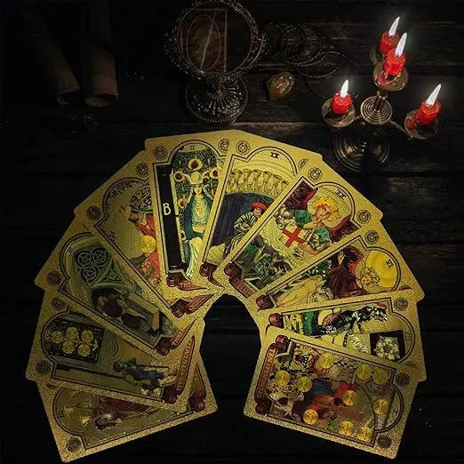 Luxurious golden tarot card deck