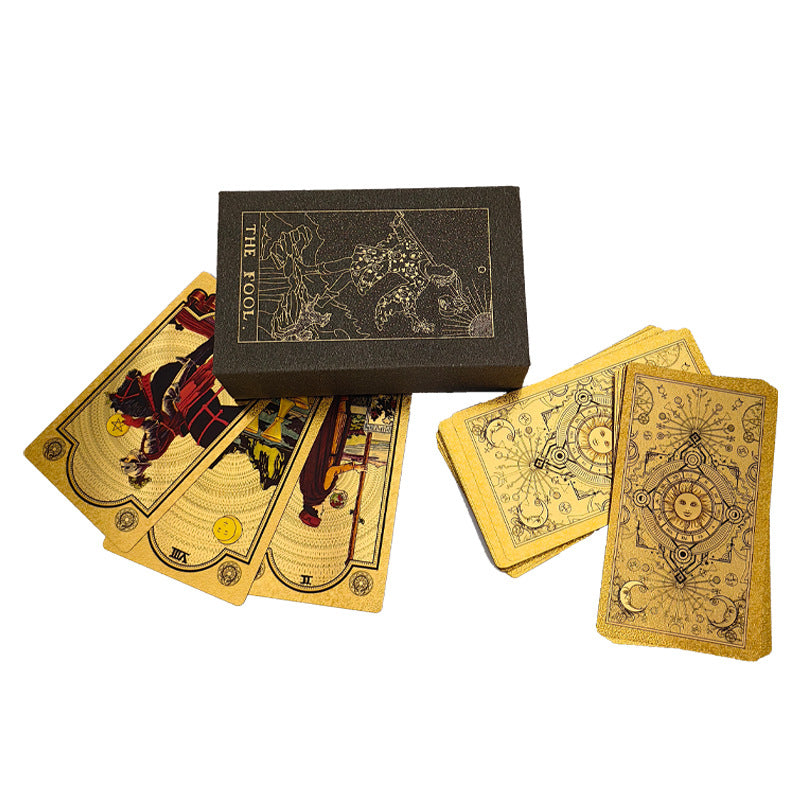 Luxurious golden tarot card deck