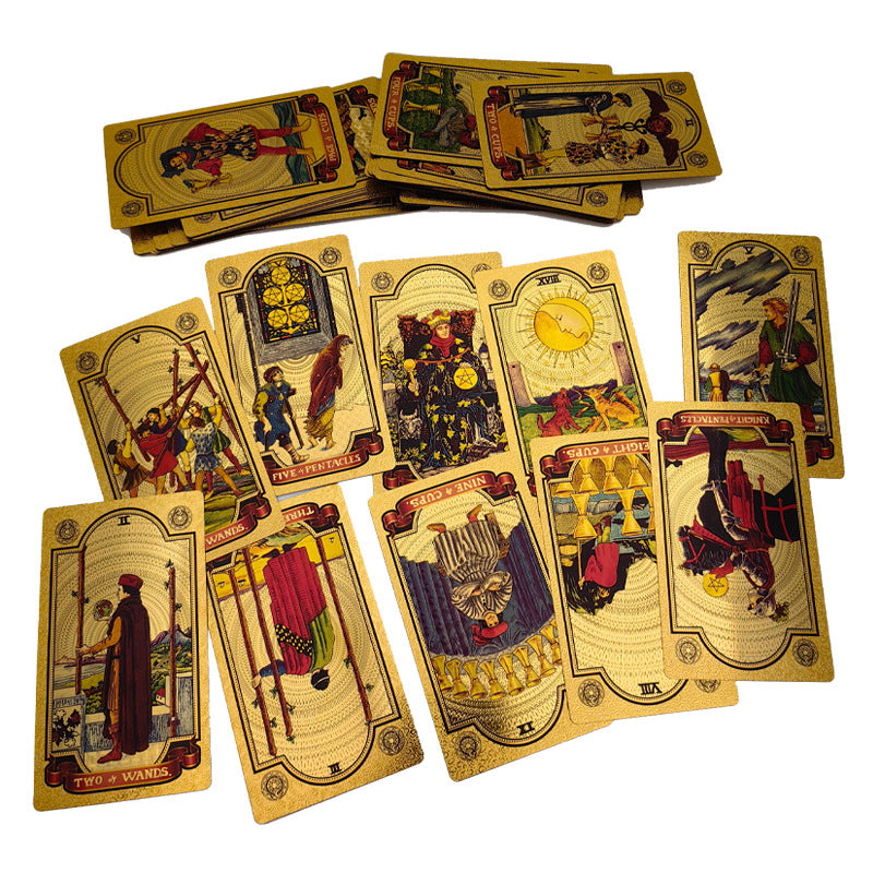 Luxurious golden tarot card deck
