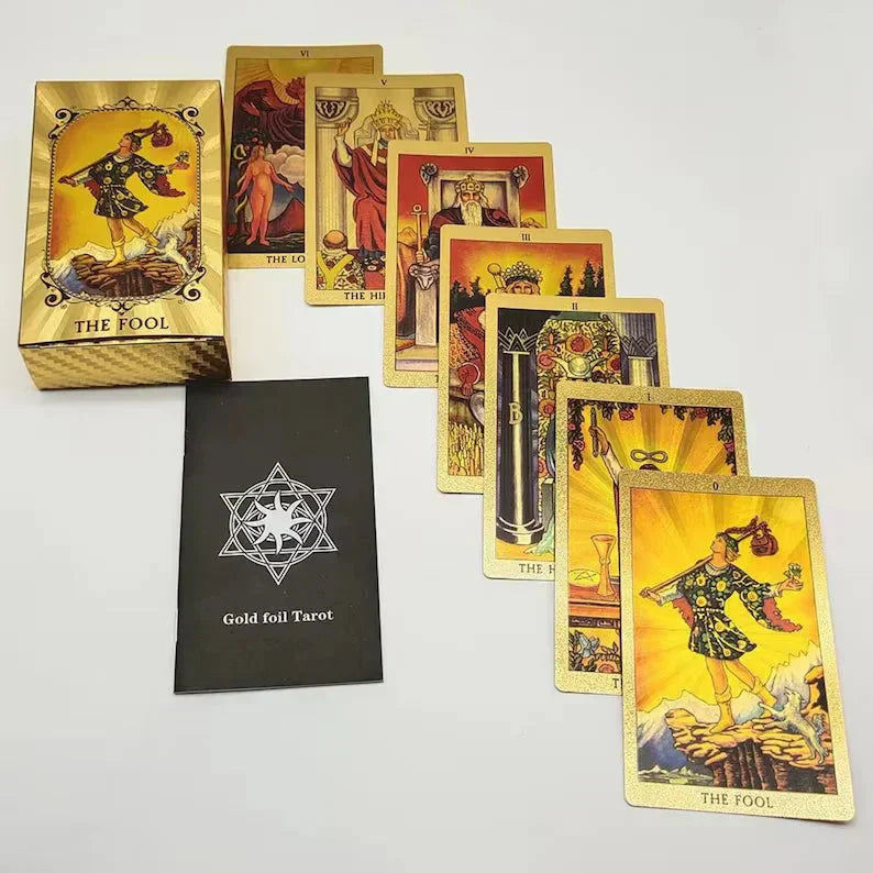 Luxurious golden tarot card deck