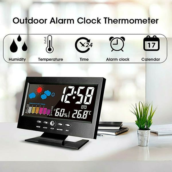 🔥Digital LED Temperature and Humidity Monitor Weather Forecast LED Table Alarm Clock