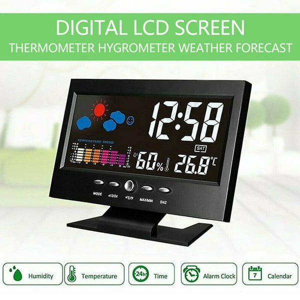 🔥Digital LED Temperature and Humidity Monitor Weather Forecast LED Table Alarm Clock